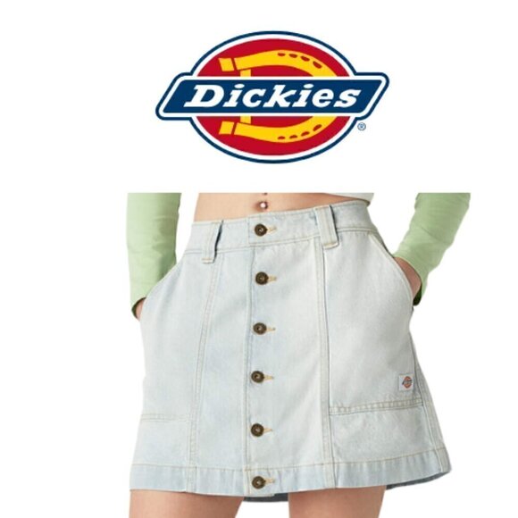 Dickies Dresses & Skirts - 🆕Dickies Light Wash Denim Mini Button Down Skirt Size Medium NWT
